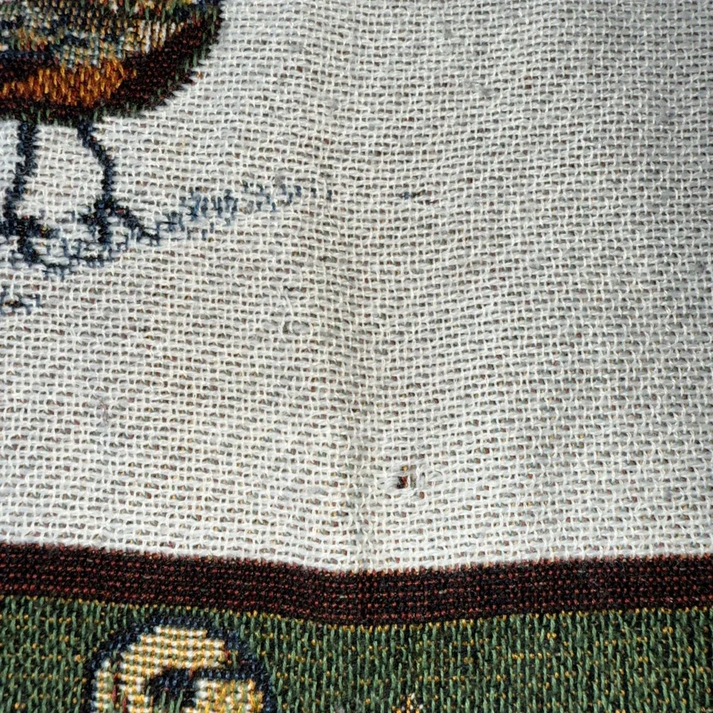 Christmas Winter Woven Tapestry Throw Snowman Fringe Woodland Creatures 52X47 In